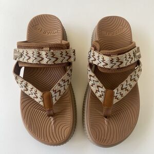 Kuailu Orthopedic Flip Flops Arch Support Women’s Size 8 Adjustable Cushion Tan